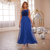 Flash Mesh Stitching Swing Dress